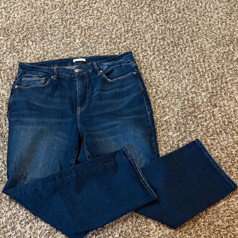 Good American Dark Blue Straight Leg Jeans
